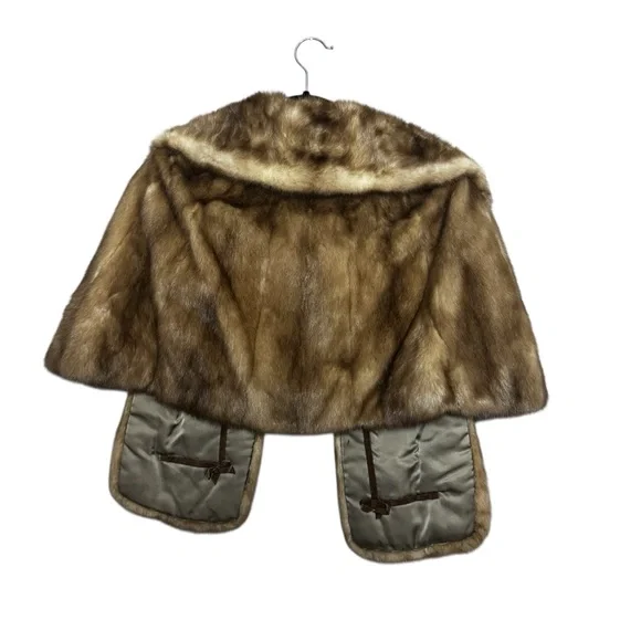 Vintage Mr. Leonard The New York Fur Shop of South Bend Brown Mink Cape Shawl - Picture 5 of 12